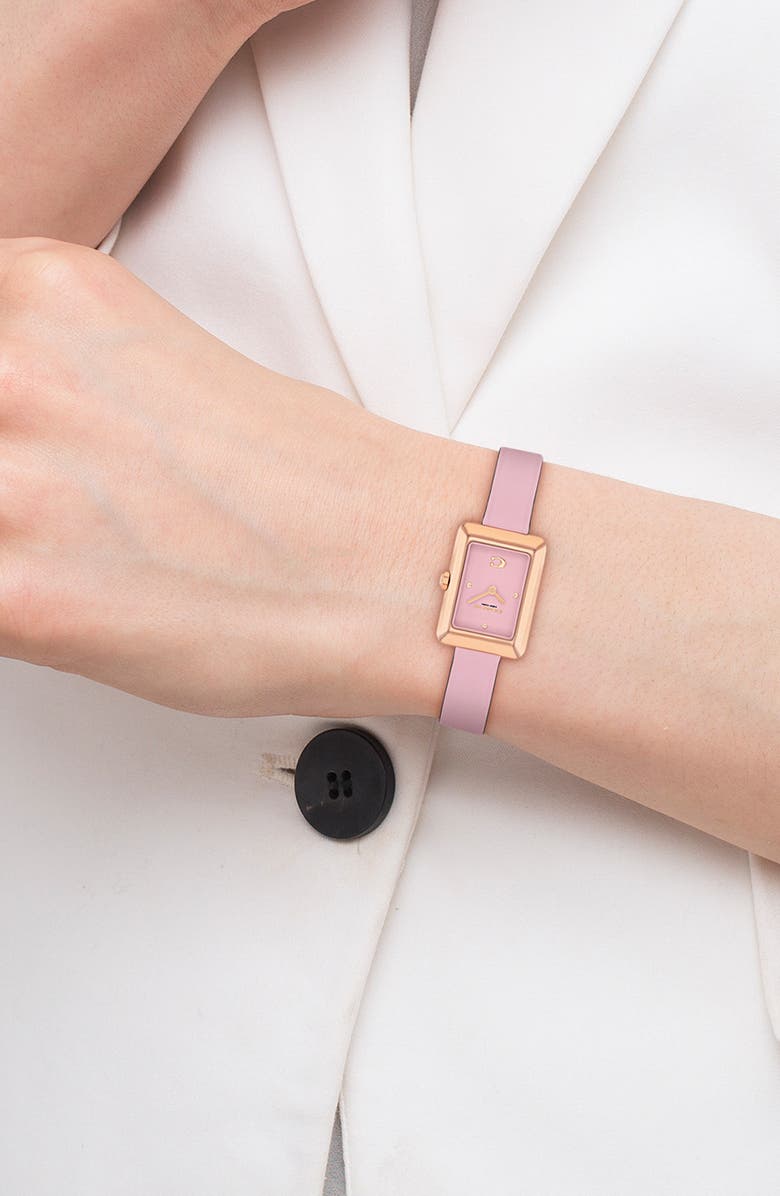 COACH Mara Leather Strap Watch, 22mm x 30mm, Alternate, color, Blush