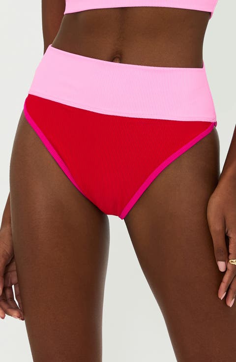 Emmy Colorblock High Waist Bikini Bottoms