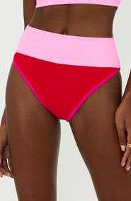 Beach Riot Emmy Colorblock High Waist Bikini Bottoms