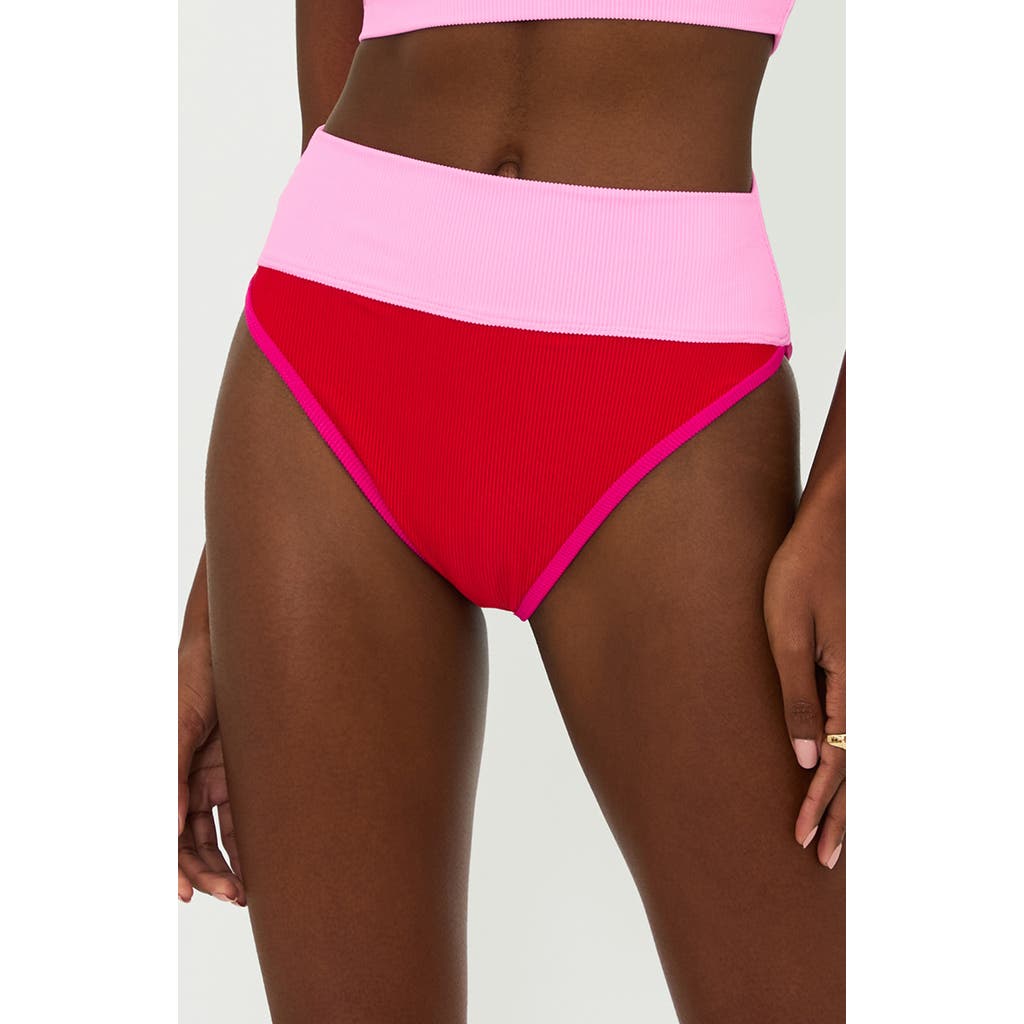 Beach Riot Emmy Colorblock High Waist Bikini Bottoms In Multi