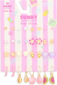 Capelli New York Kids' Assorted 16-Piece Tropical Earrings Set