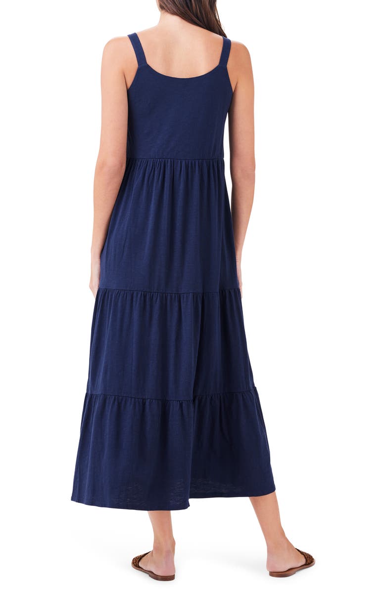 NZT by NIC+ZOE Tiered Cotton Blend Midi Sundress, Alternate, color, Dark Indigo