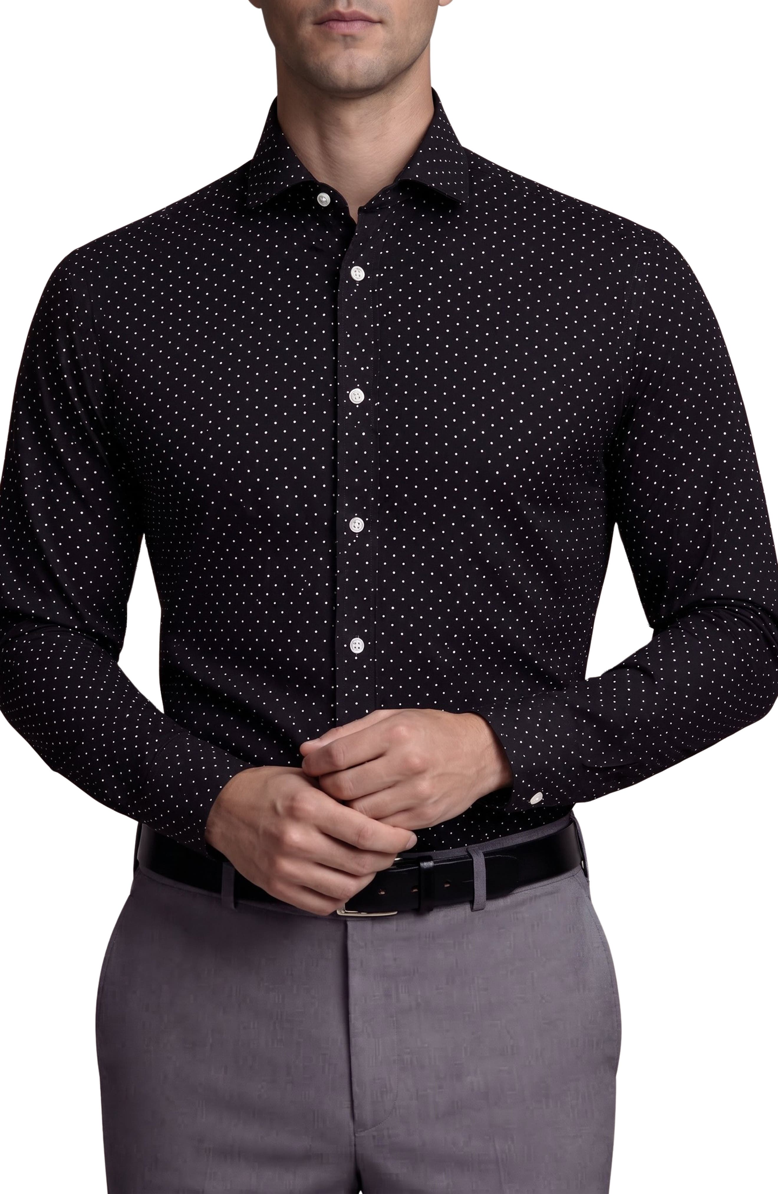 Polka Dot Cotton Blend Dress Shirt