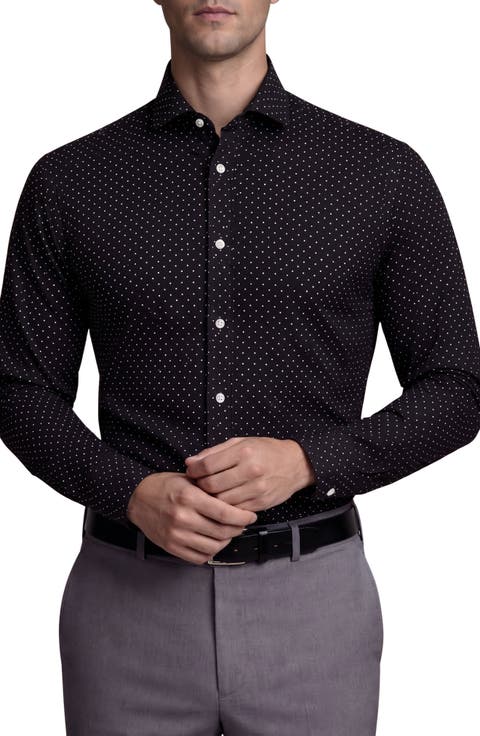 Polka Dot Cotton Blend Dress Shirt