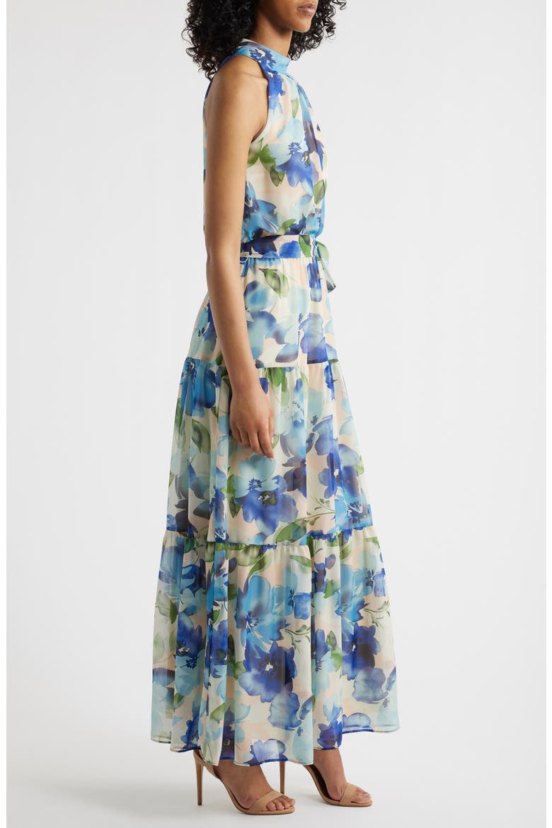 Floral Chiffon Maxi Dress, Alternate, color, BLUE MULTI