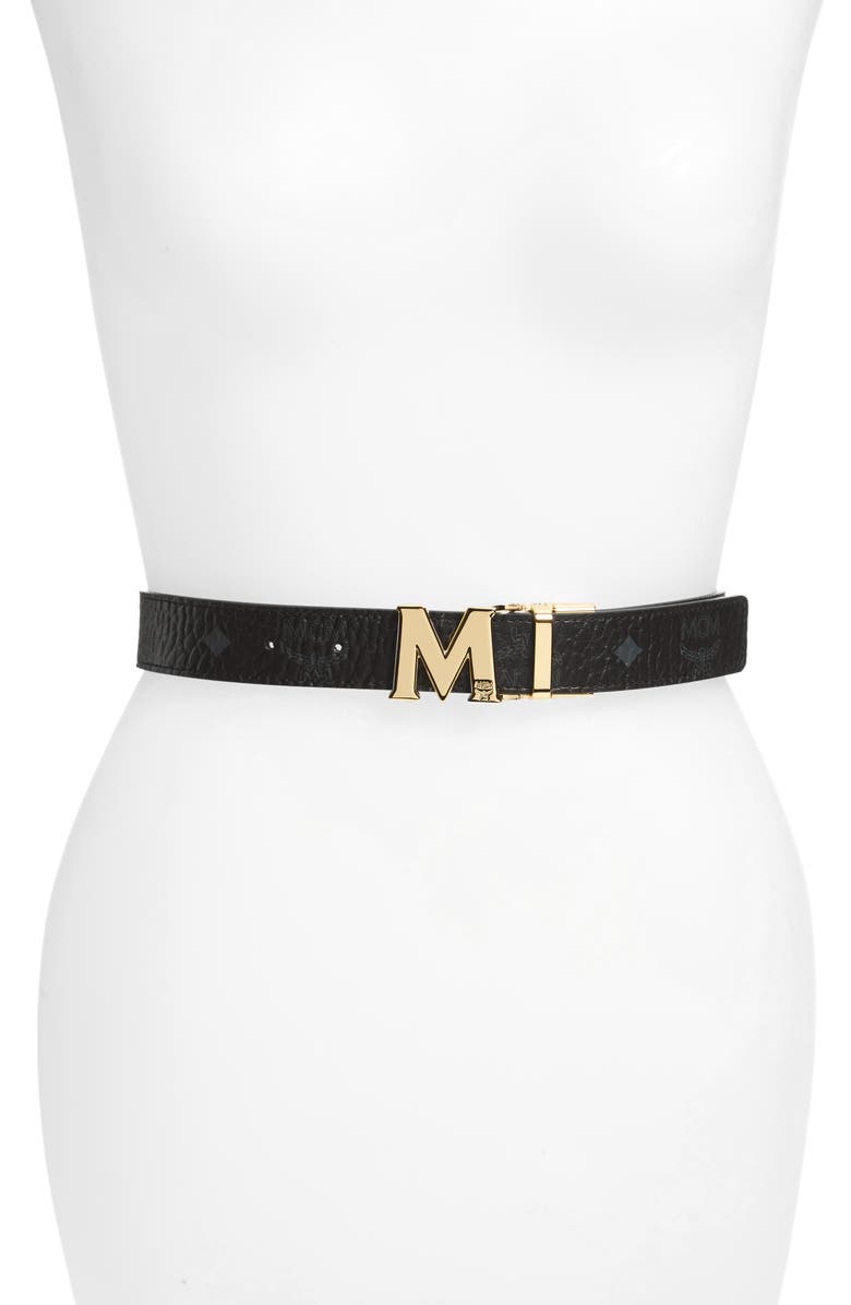 MCM Visetos Reversible Leather Belt, Main, color,