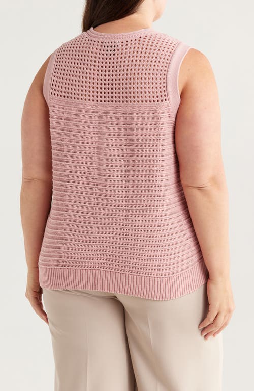 Halogen ® Open Stitch Side-button Cotton Sweater Tank In Pink