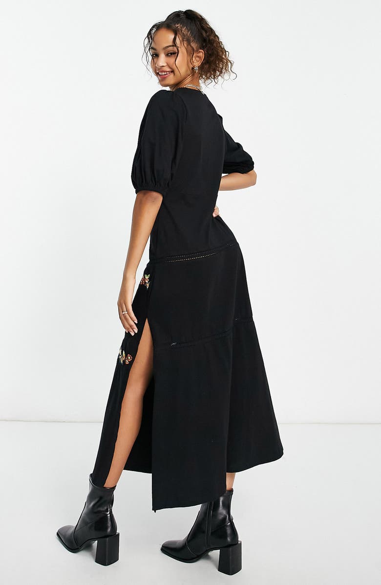 ASOS DESIGN Floral Embroidered Cotton Midi Dress, Alternate, color, 
