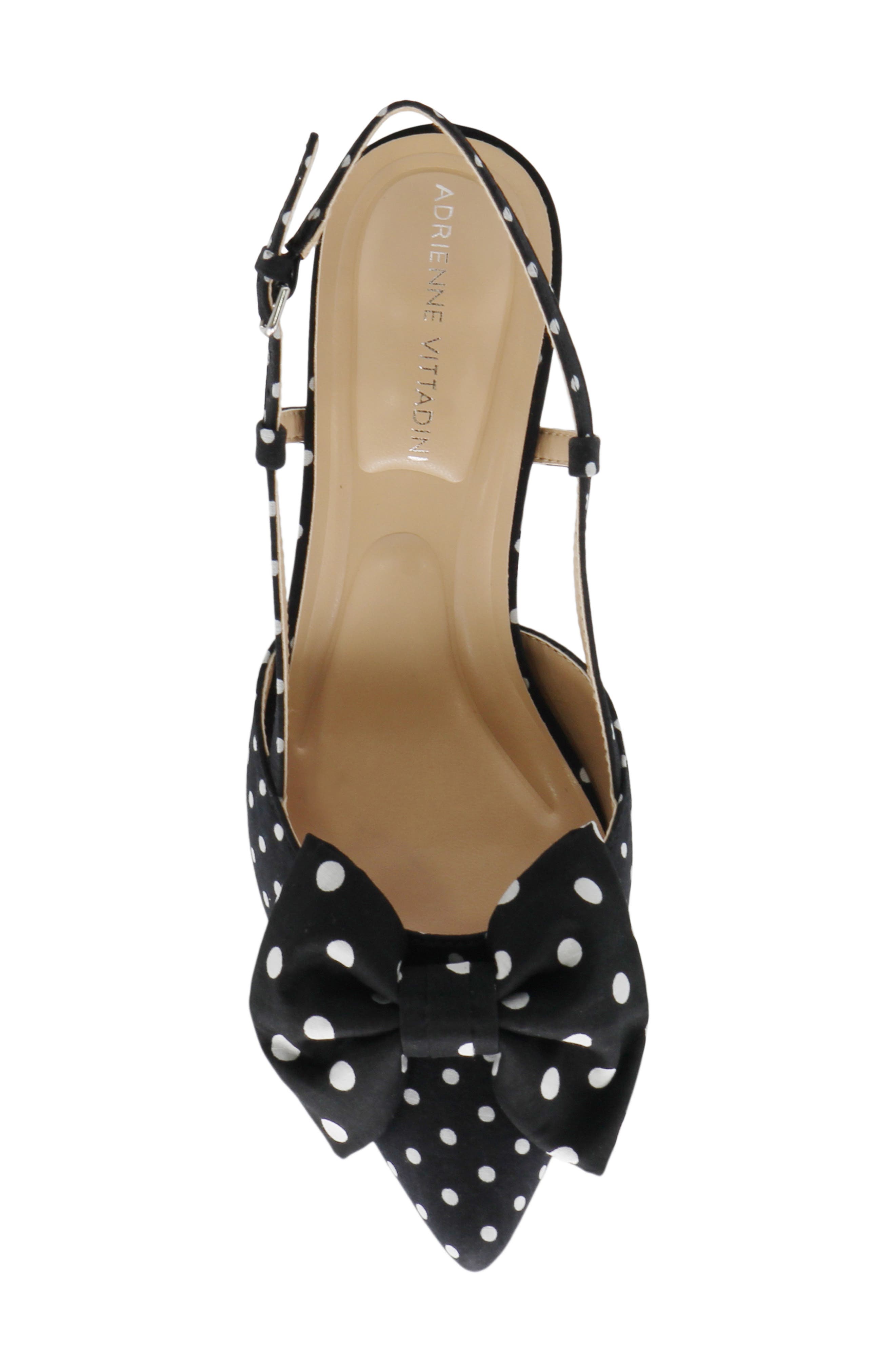 Adrienne Vittadini Sanger Kitten Heel Slingback Pump, Alternate, color, Black/ White Dot
