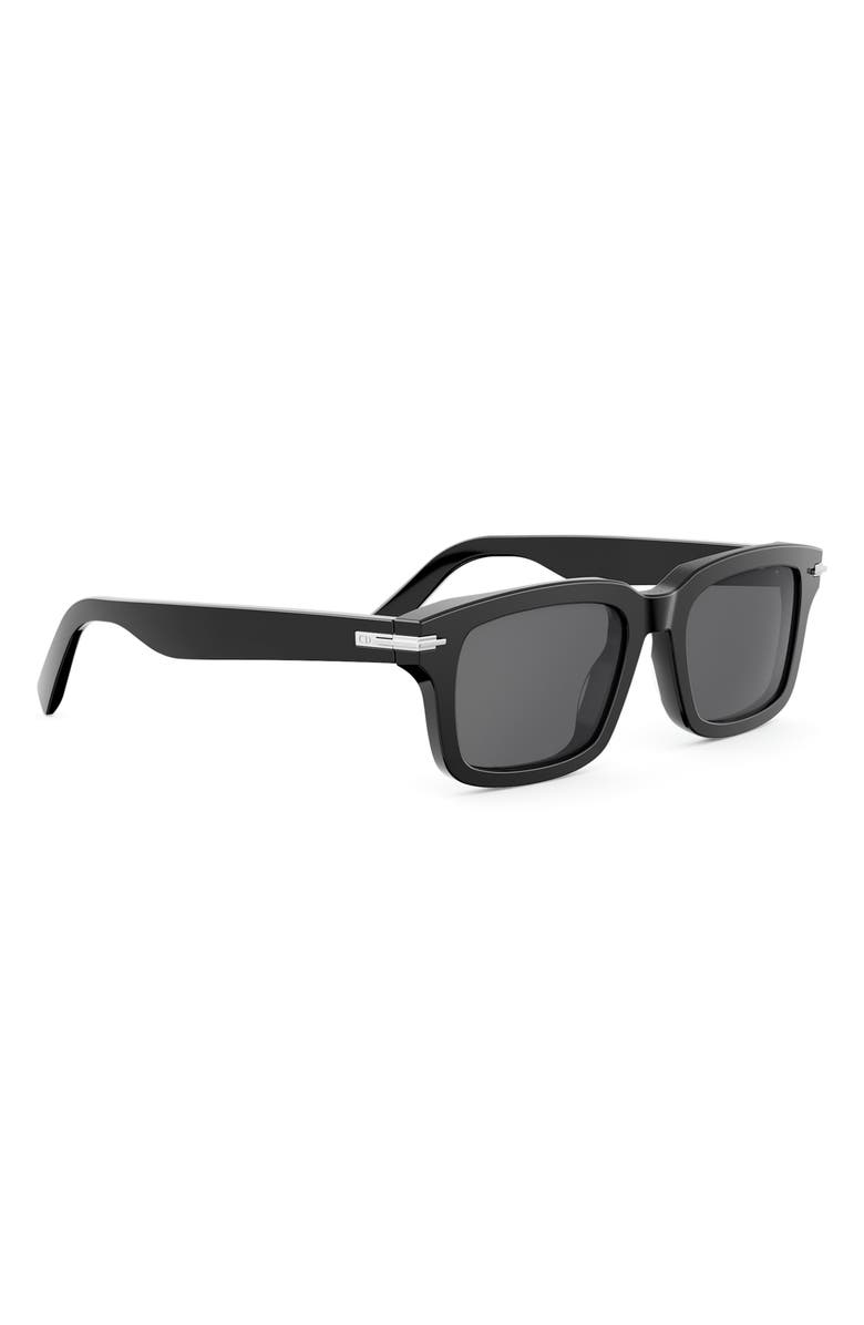 DIOR Blacksuit S16I 52mm Rectangular Sunglasses, Alternate, color, Shiny Black / Smoke