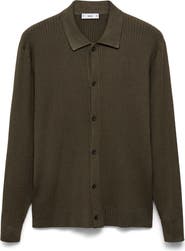 MANGO Ribbed Full Button Cardigan
