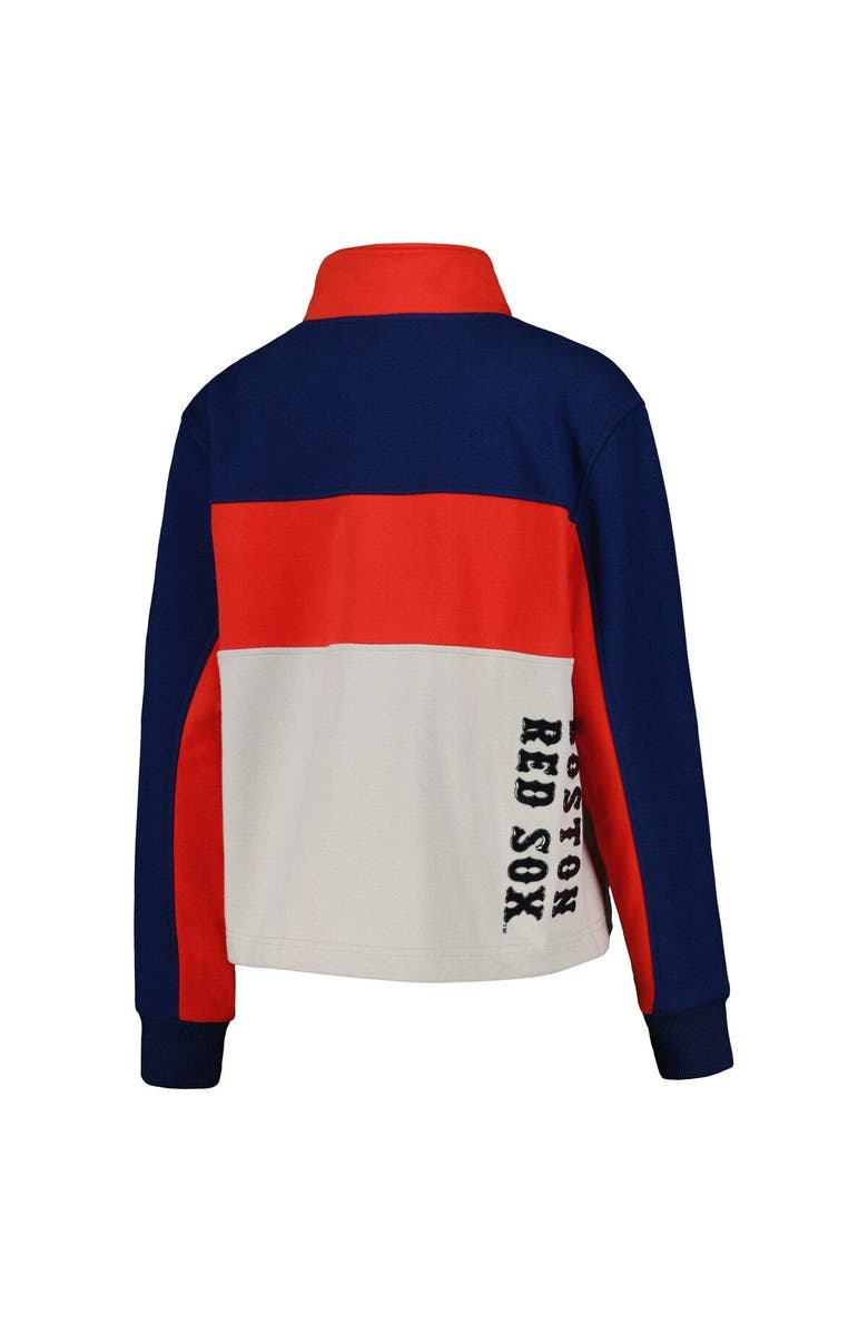 THE WILD COLLECTIVE Women's The Wild Collective Navy/Red Boston Red Sox Women's Colorblock 1/4 Zip Jacket, Alternate, color, Navy