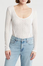 Elodie Scoop Neck Sheer Lace Bodysuit