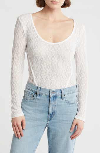 Elodie Scoop Neck Sheer Lace Bodysuit