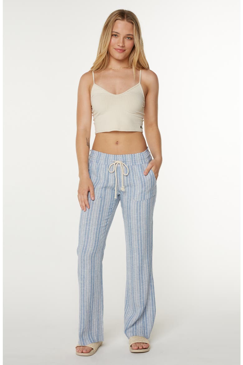 Oceanside Stripe Linen BLend Pants, Alternate, color, RIVIERA SOLID