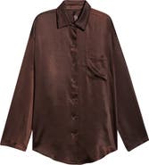 SKIMS Lightweight Stretch Satin Button-Up Shirt