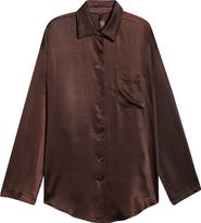 SKIMS Lightweight Stretch Satin Button-Up Shirt