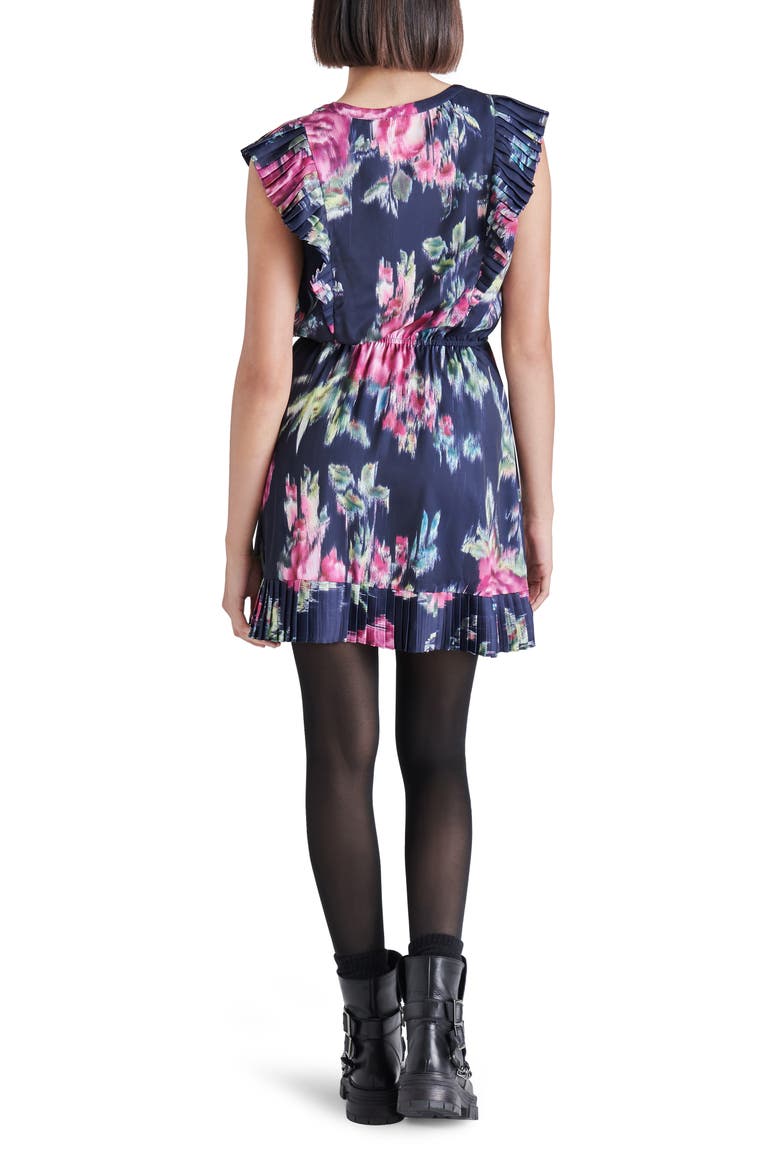 Floral Ruffle Trim Minidress, Alternate, color, NAVY