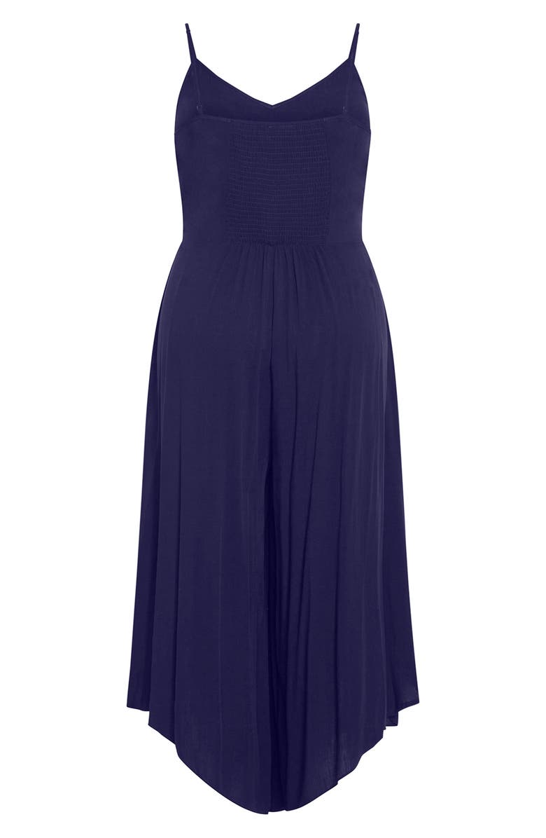 City Chic Sara Tie Waist Sleeveless Jumpsuit, Alternate, color, Navy