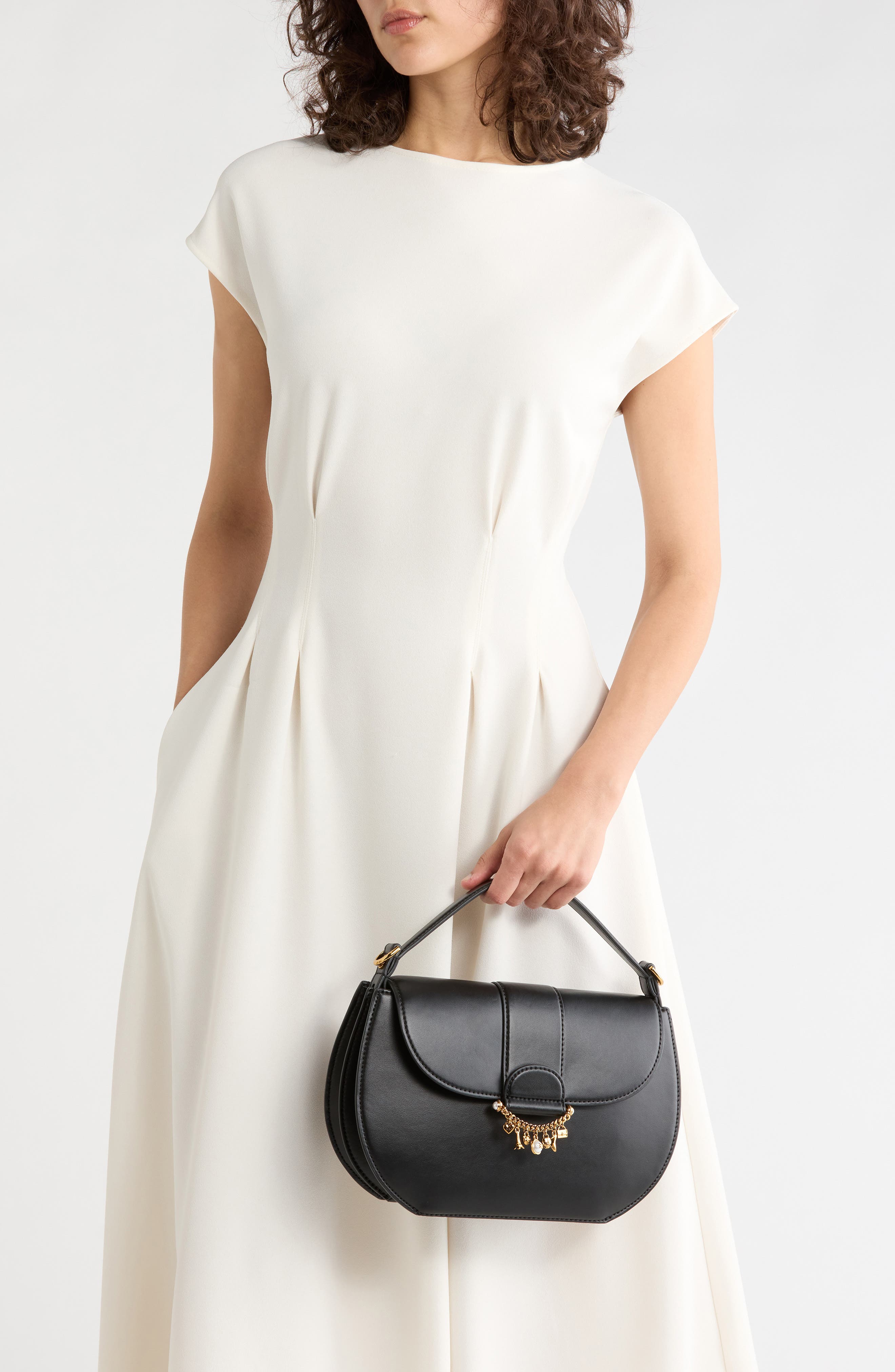 Jocelina Leather Shoulder Bag, Alternate, color, BLACK/ GOLD