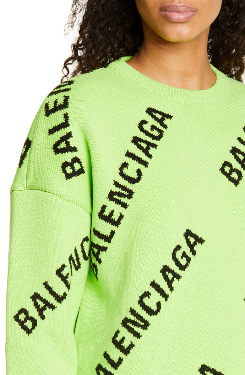 Balenciaga Logo Jacquard Cotton Blend Sweater, Alternate, color, 
