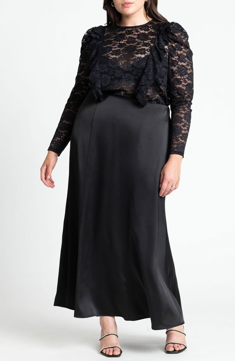 ELOQUII Lace & Ruffle Top, Alternate, color, 