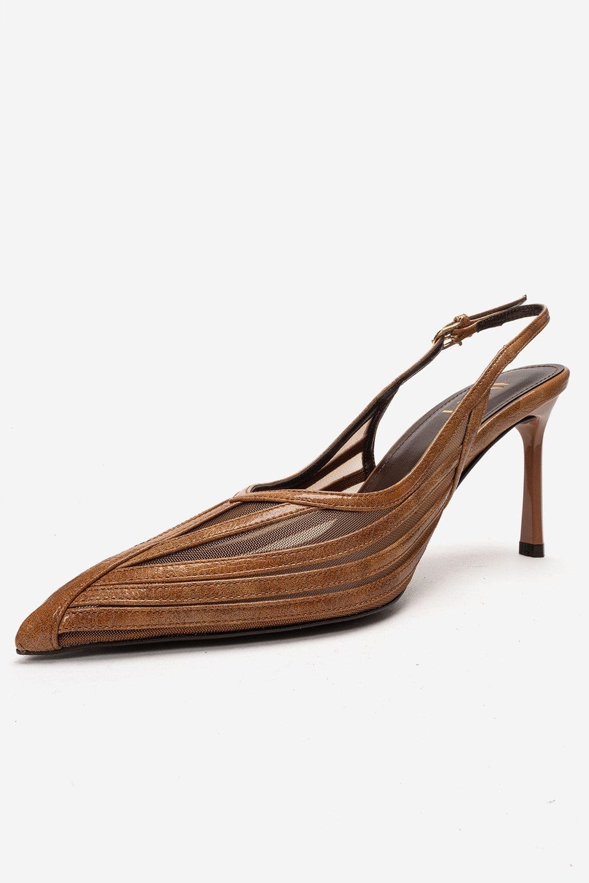 Prologue Shoes Eleana Slingback Mesh Stiletto Pump, Alternate, color, Cognac