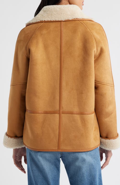 Sam Edelman Faux Suede & Faux Shearling Jacket In Brown
