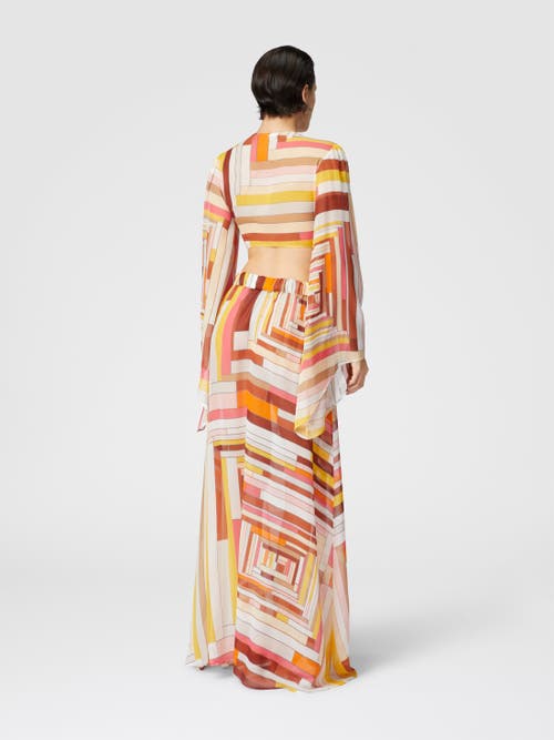 Missoni Printed Silk Crop Top With Wide Sleeves And Front Knot In Multicoloured