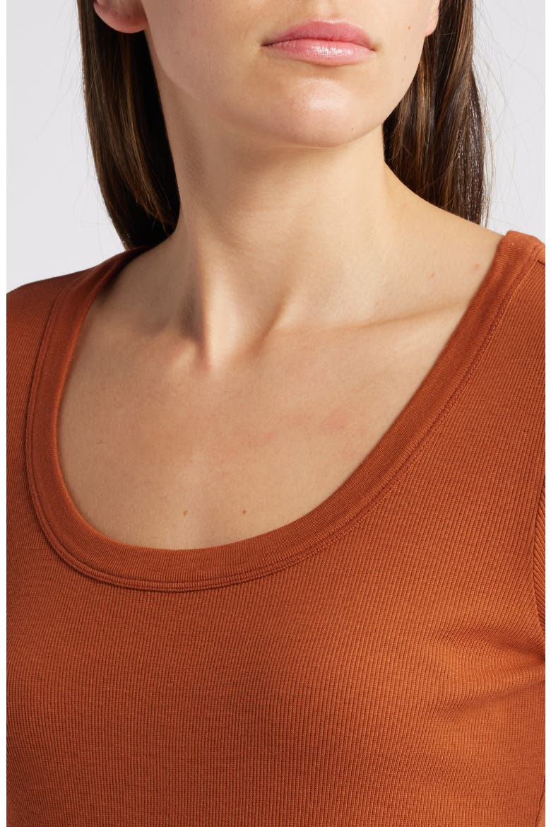 Scoop Neck Long Sleeve Cotton & Modal T-Shirt, Alternate, color, RUST HILLS