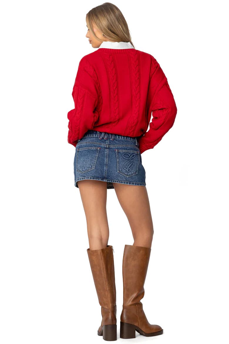 Embroidered Pocket Denim Miniskirt, Alternate, color, BLUE