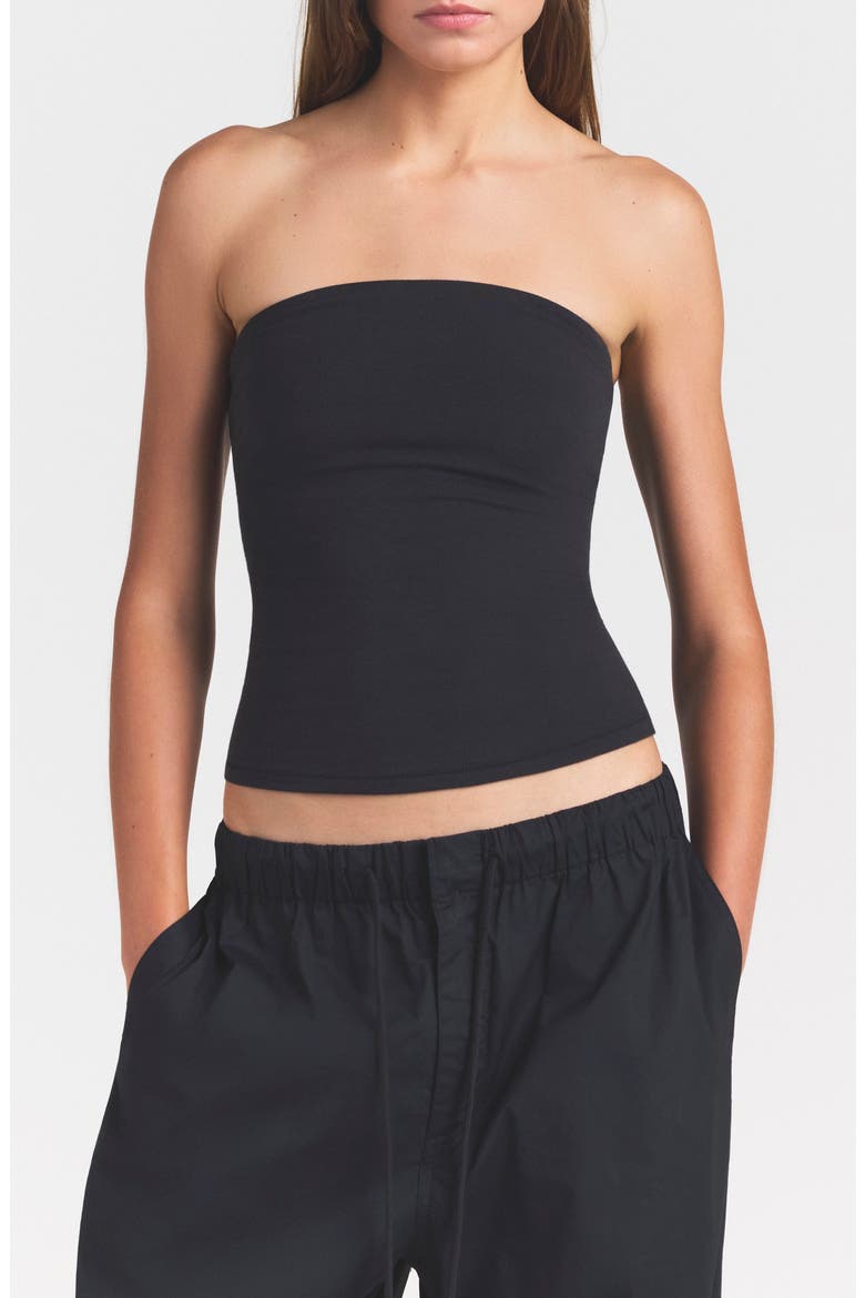 Stretch Cotton Jersey Tube Top, Main, color, SOOT