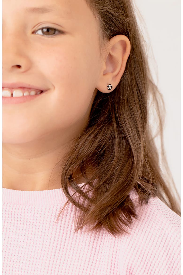 Enamel Soccer Ball Earrings, Alternate, color, Black
