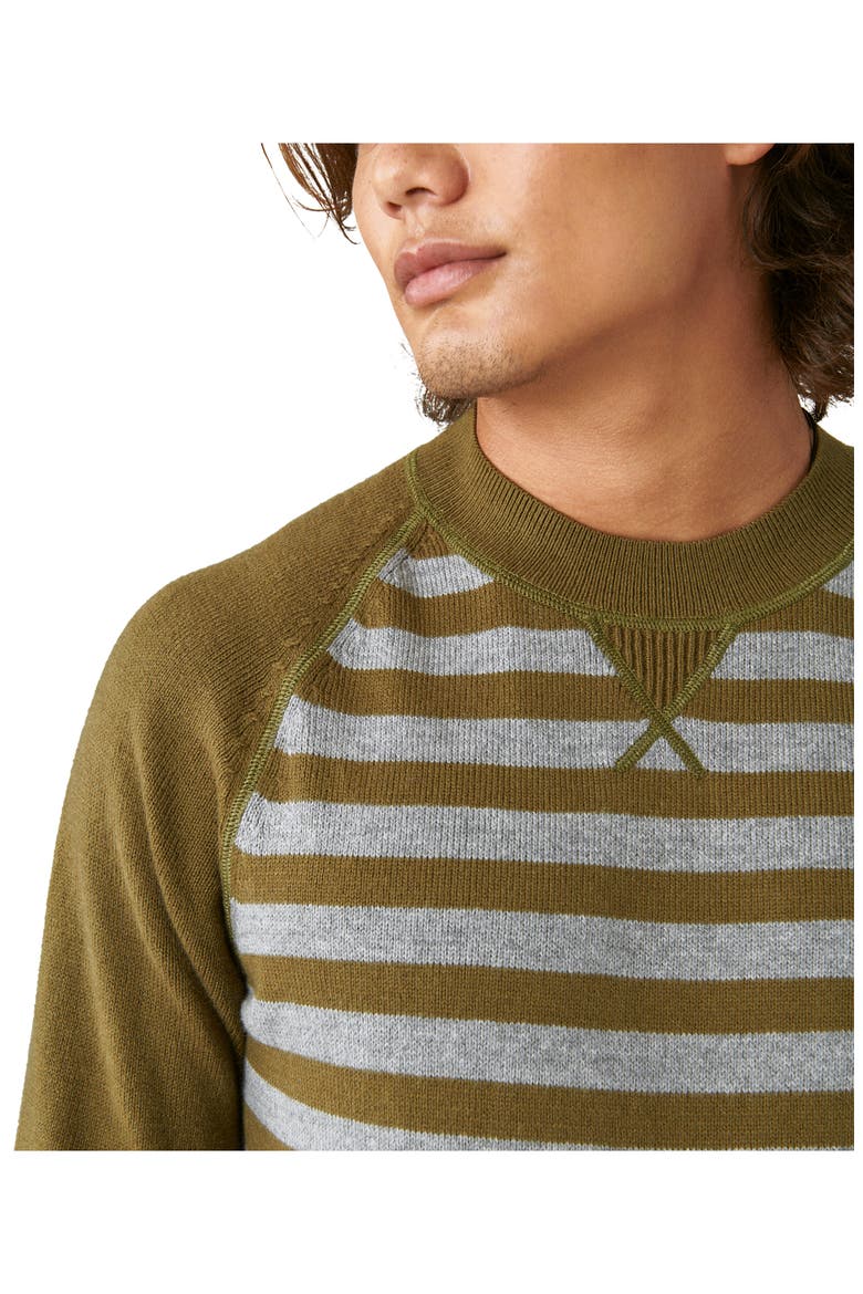 Cloud Soft Stripe Raglan Sweater, Alternate, color, DARK OLIVE COMBO