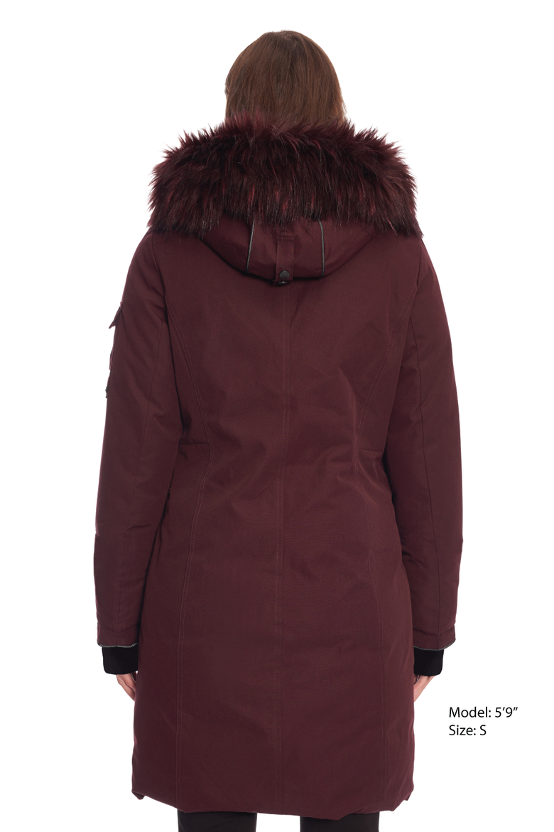 Laurentian - Vegan Down Long Winter Parka with Faux Fur Hood, Alternate, color, GRAPE