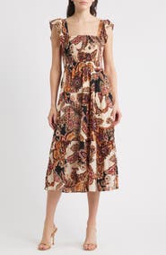 Vince Camuto Paisley Tiered Midi Sundress