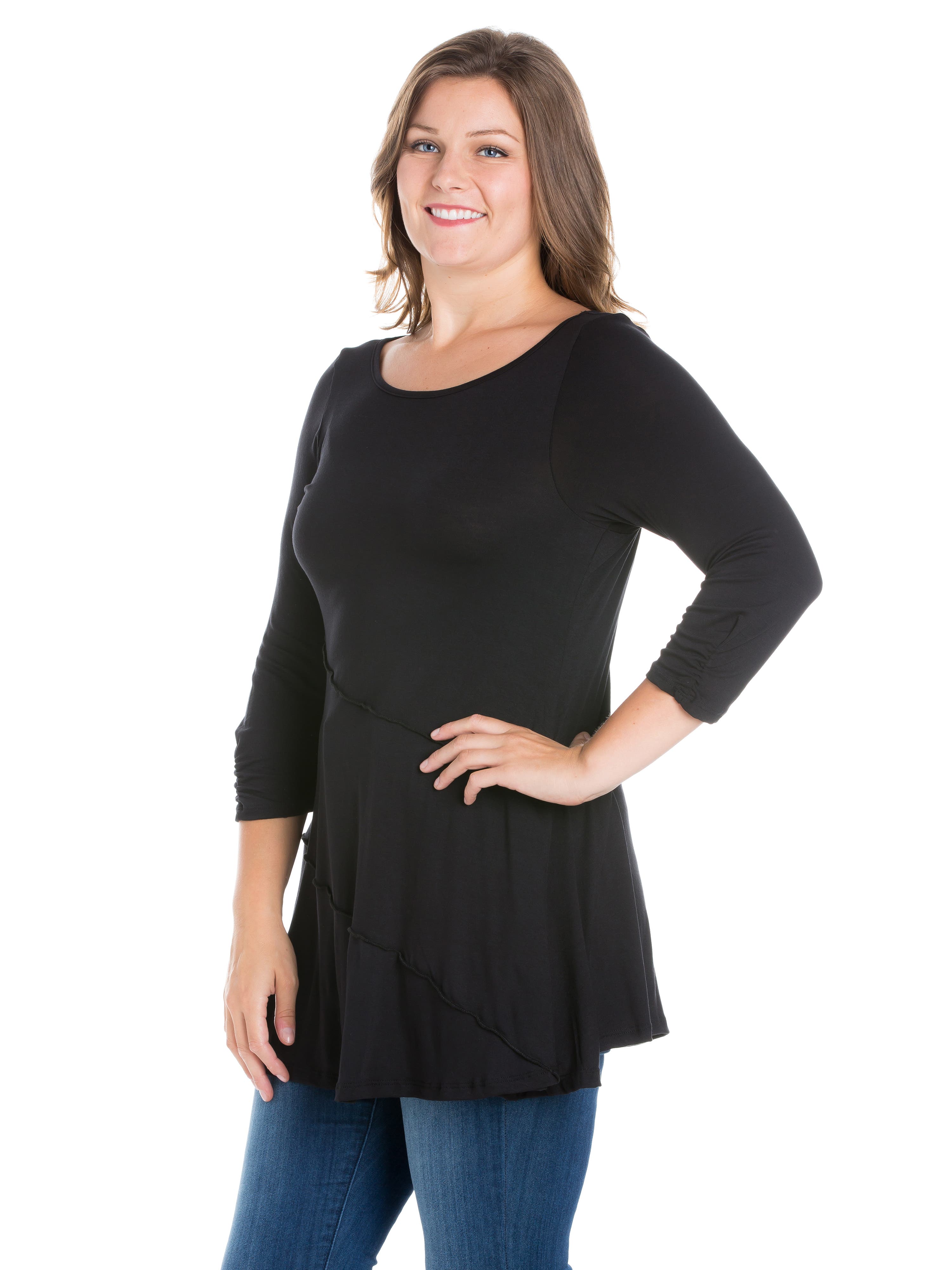 Plus Size Ruched Sleeve Swing  Tunic Top - image 2