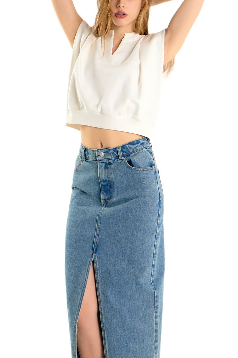 Power Shoulder Sweatshirt Top, Alternate, color, OFF WHITE
