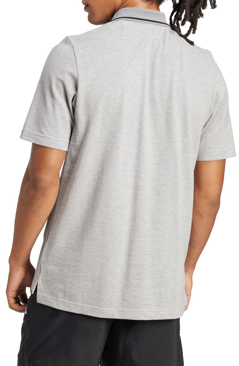 adidas Cotton Piqué Knit Polo, Alternate, color, Medium Grey Heather/ Black