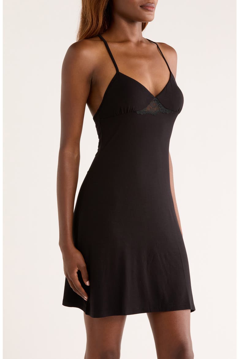 Lace Trim Jersey Chemise, Alternate, color, NORA LACE