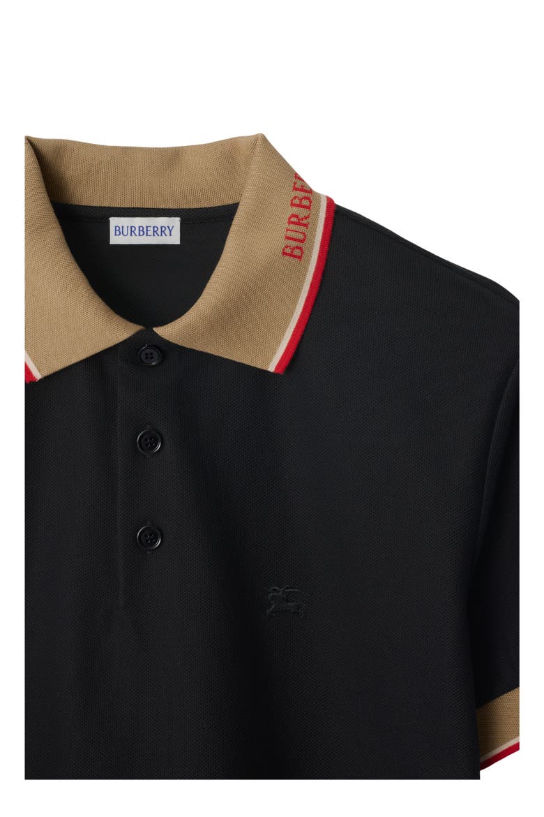 Logo Collar Cotton Polo Shirt, Alternate, color, Black