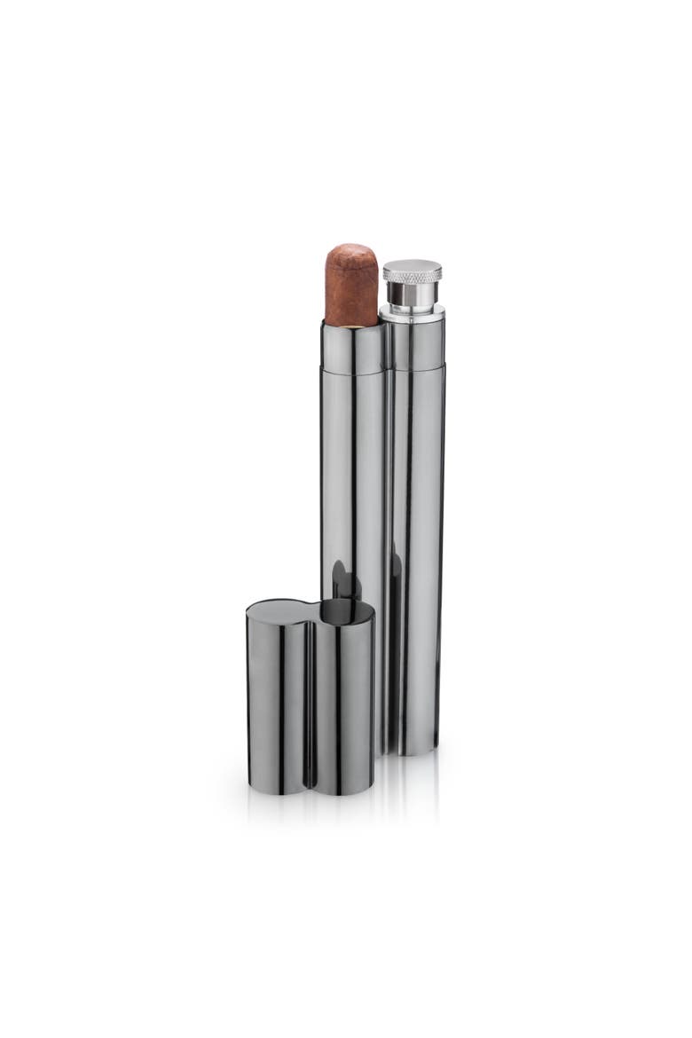Warren Cigar Holder and Flask, Alternate, color, Black