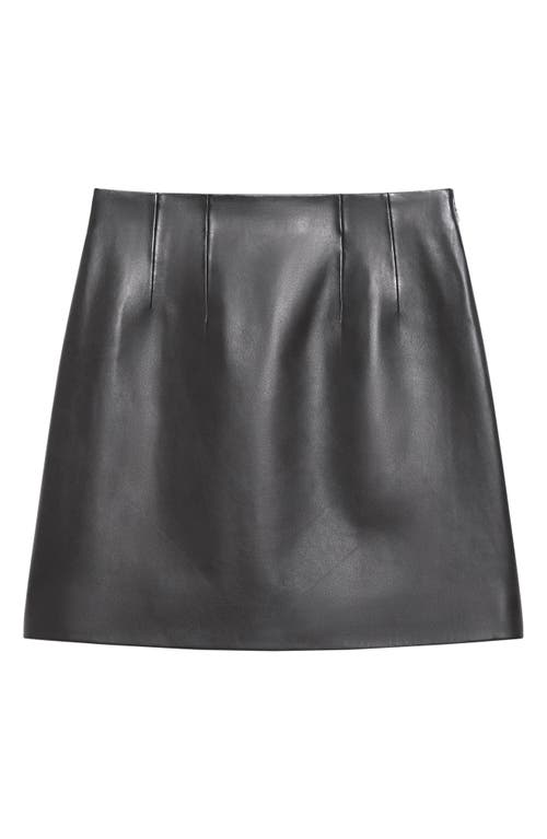 Theory High Waist Leather Mini Skirt In Black