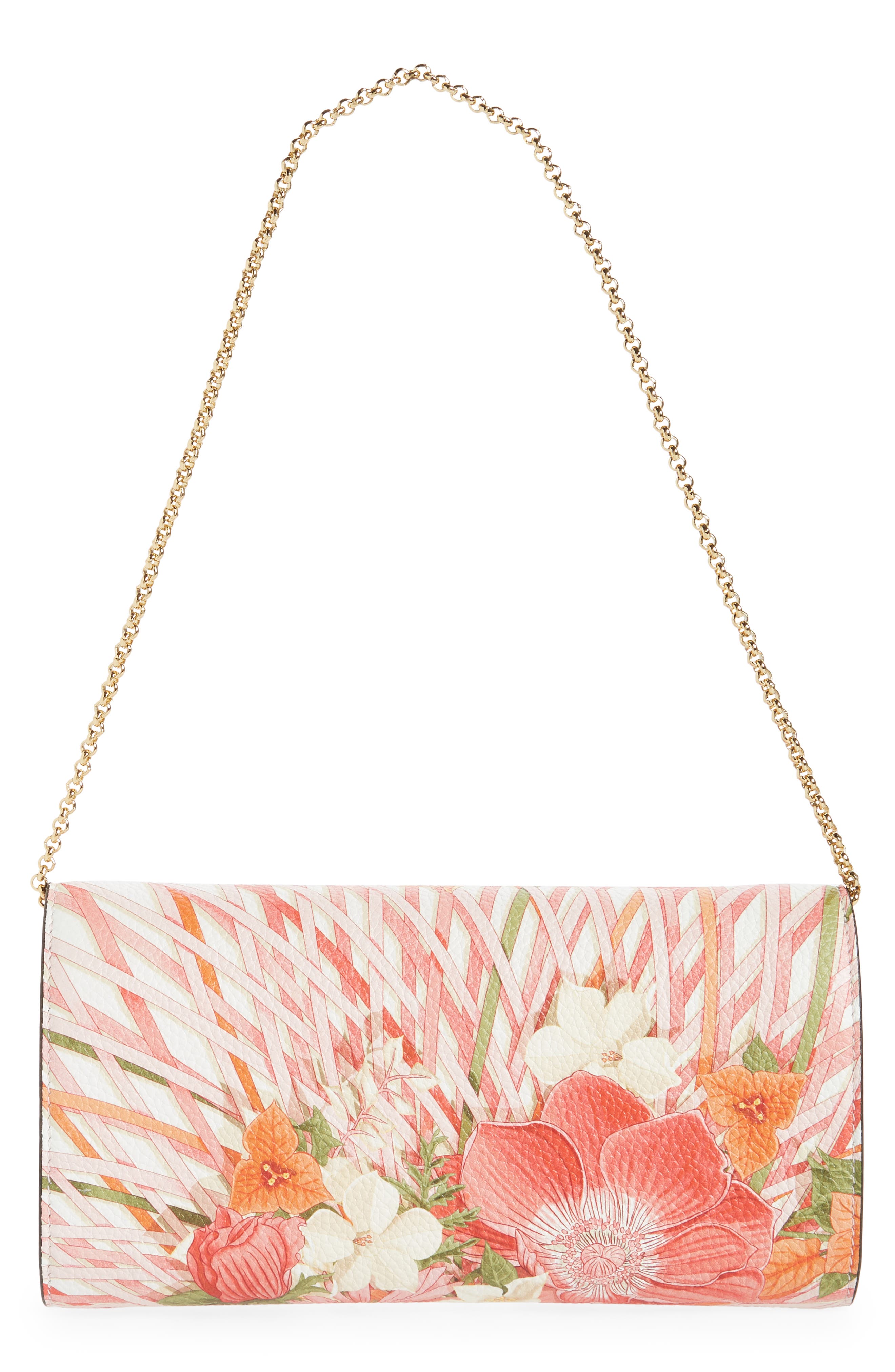 Salvatore Ferragamo Gancino Vimini Print Leather Clutch, Alternate, color, NEW BIANCO OTTICO