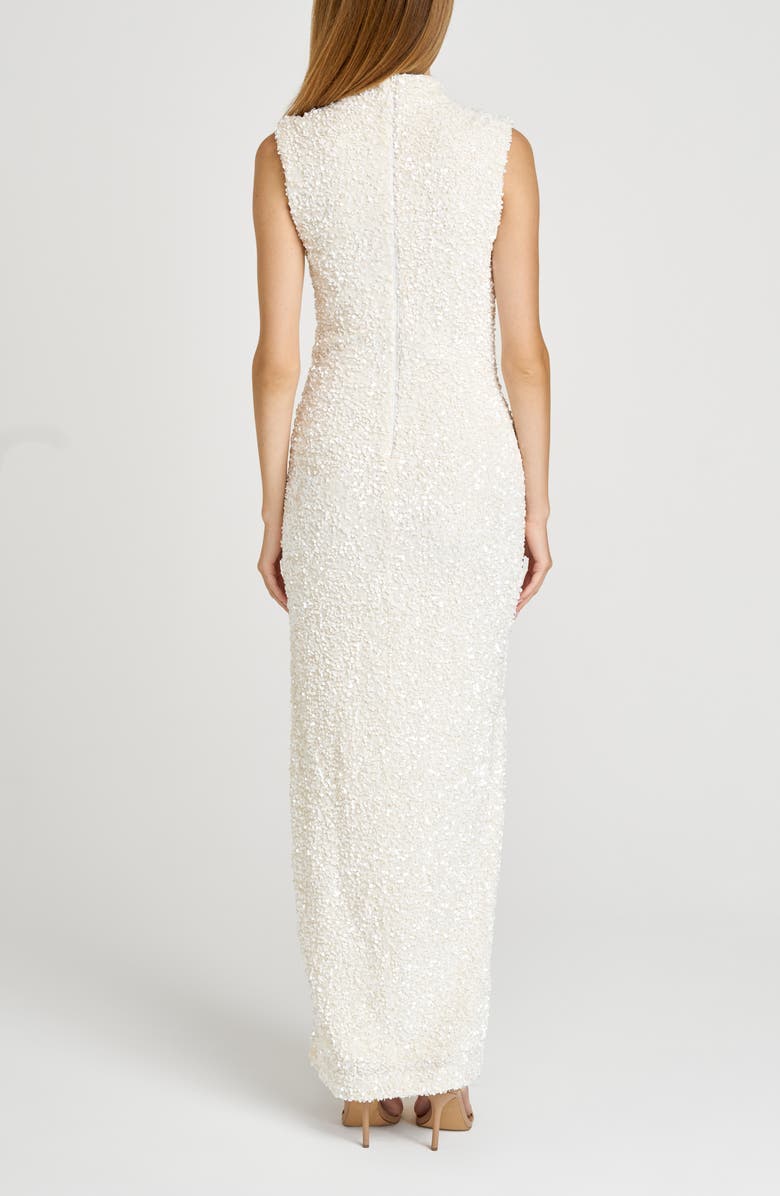 WAYF Ivy Sequin Embellished Mock Neck Evening Dress, Alternate, color, Cream