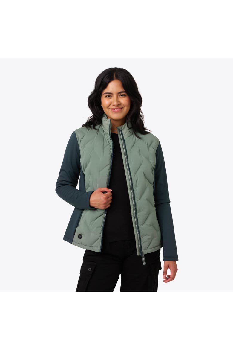Aria Natural Down Hybrid Heated Jacket, Main, color, Sage/Olive