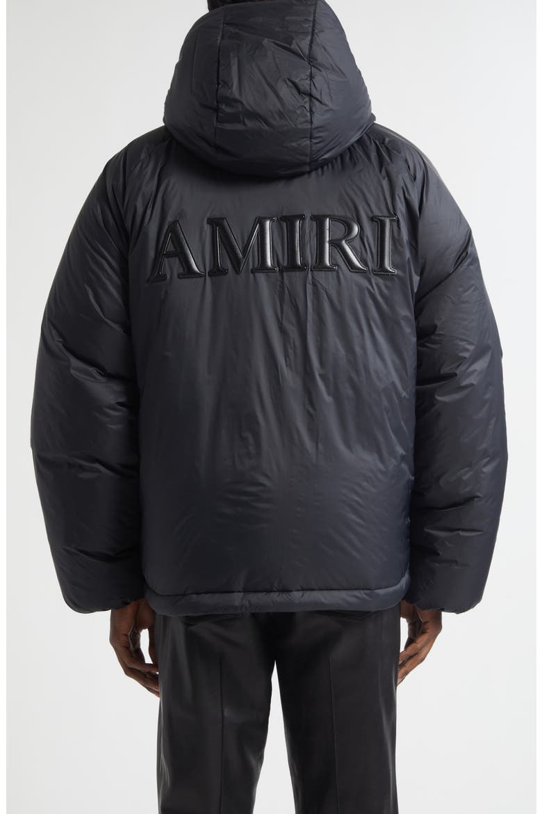 Logo Hooded Puffer Jacket, Alternate, color, BLACK