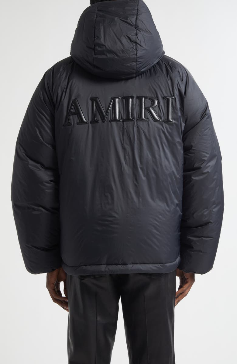 AMIRI Logo Hooded Puffer Jacket, Alternate, color, Black