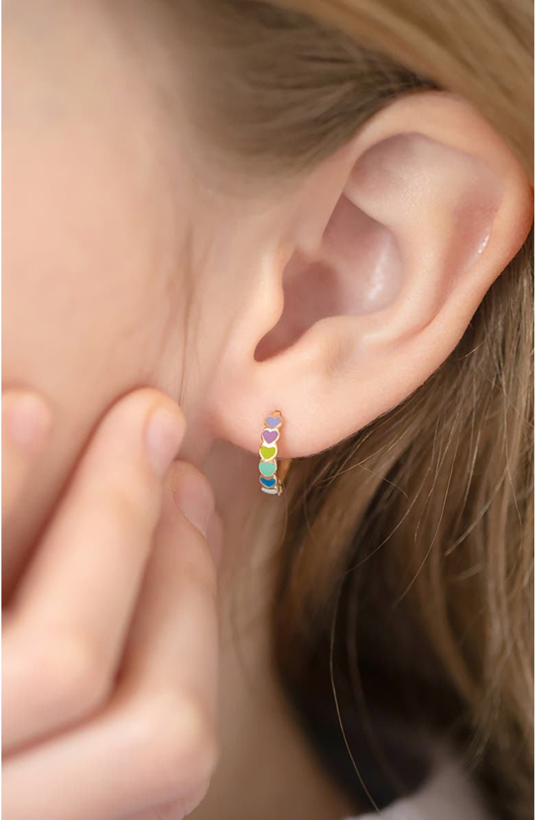 In Season Jewelry 14k Multicolored Heart Cascade Earrings, Alternate, color, Gold