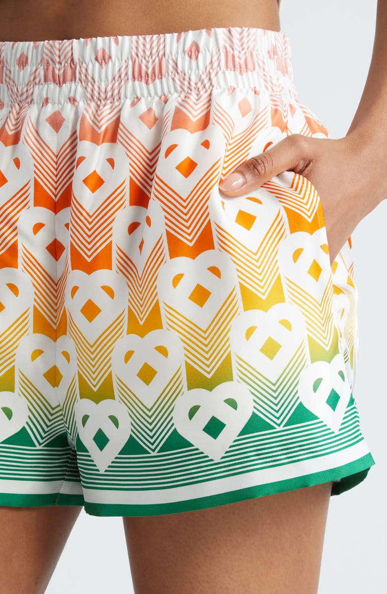 Casablanca Gradient Heart Monogram Silk Twill Shorts, Alternate, color, 